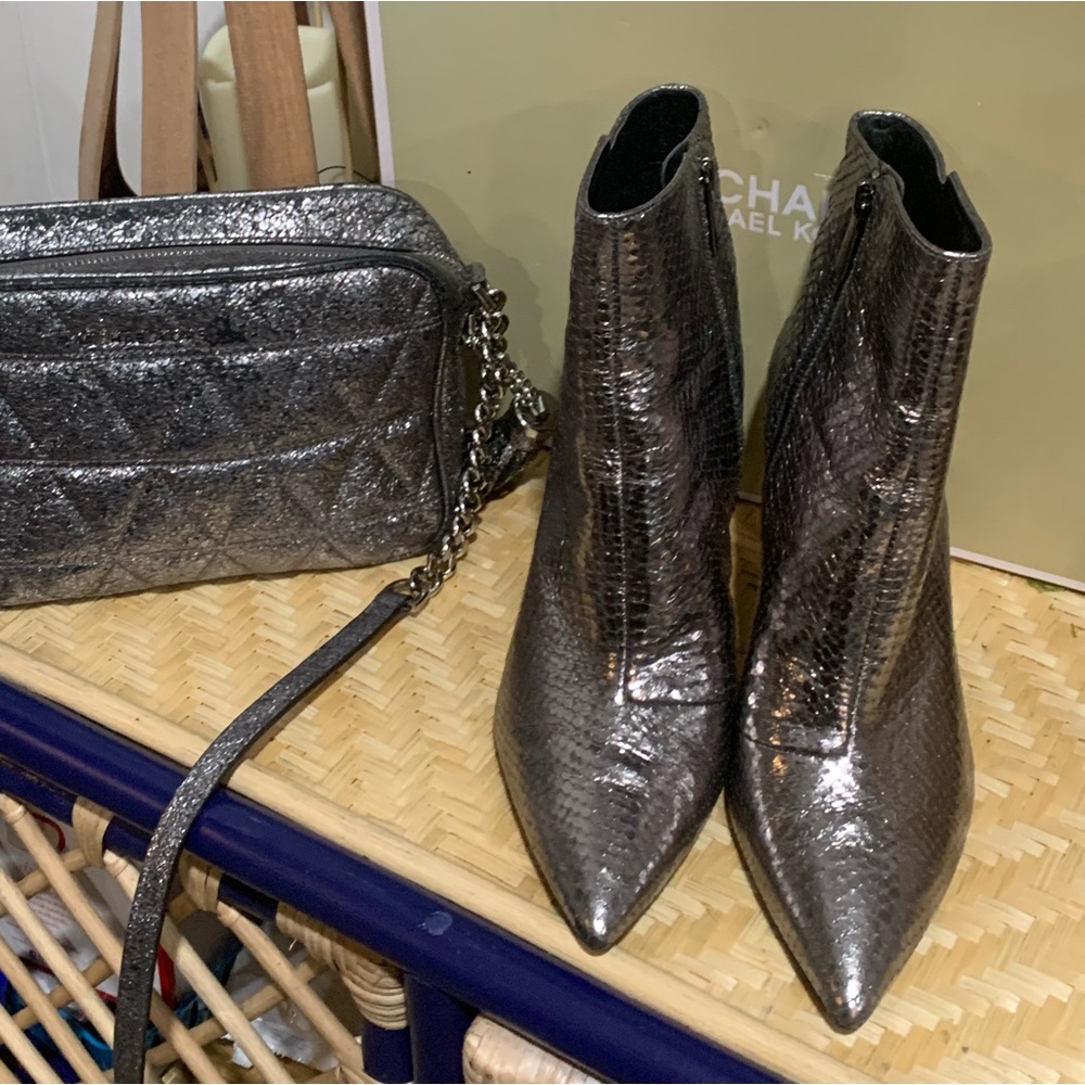 Michael Kors Silver Metallic Ankle Boots